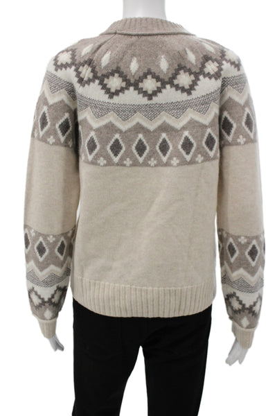 Alashan Cashmere Unisex Beige Fair Isle Pullover Merino Angora Size XS