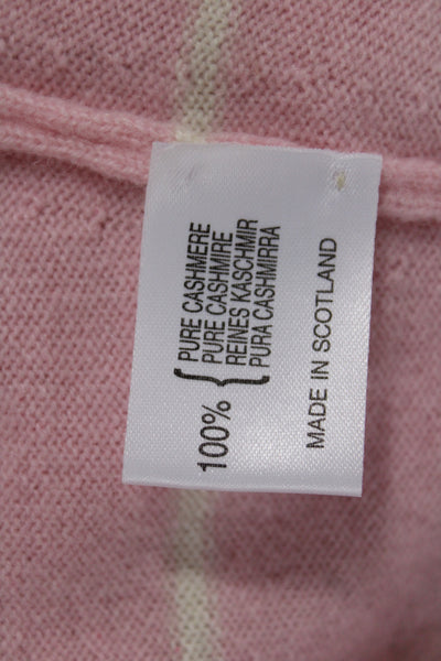 Gillian Hunter Cashmere Unisex Crew Neck Striped Pink Cashmere Pullover Size L
