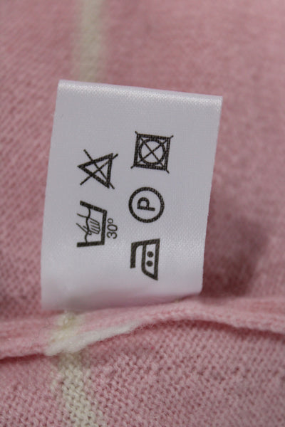 Gillian Hunter Cashmere Unisex Crew Neck Striped Pink Cashmere Pullover Size L