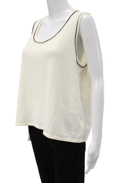 Renuar Womens White Basic Sleeveless Tank Size L