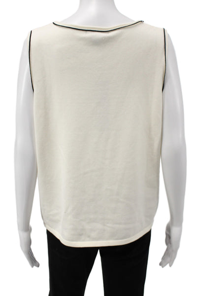 Renuar Womens White Basic Sleeveless Tank Size L