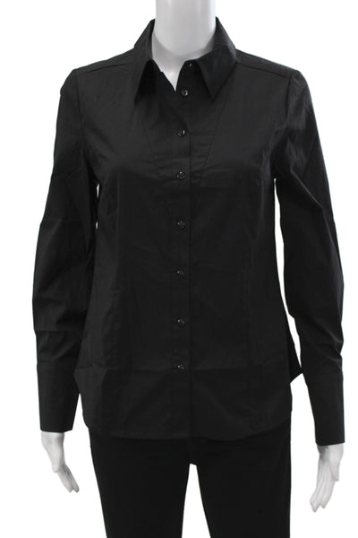 Renuar Womens Basic Collared Black Button-Up Top Long Sleeve Size XS