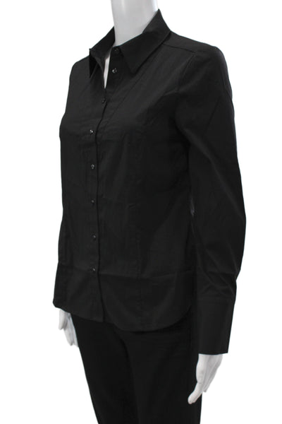 Renuar Womens Basic Collared Black Button-Up Top Long Sleeve Size XS