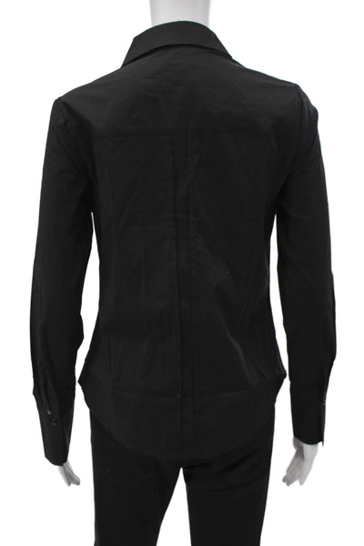 Renuar Womens Basic Collared Black Button-Up Top Long Sleeve Size XS