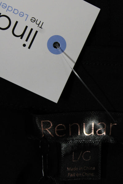 Renuar Women Basic Button Up Black Cotton Long Sleeve Collared Top Size L