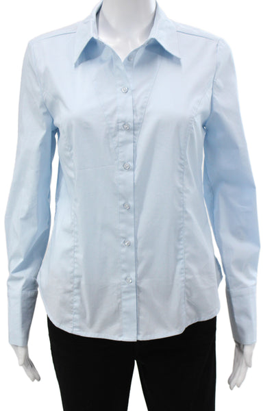 Renuar Women Basic Light Blue Collared Button-Up Long Sleeve Cotton Size XS