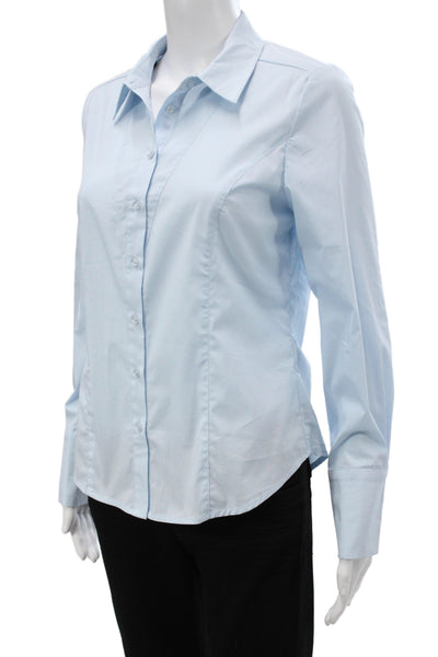 Renuar Women Basic Light Blue Collared Button-Up Long Sleeve Cotton Size XS
