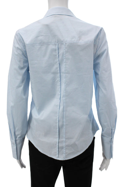 Renuar Women Basic Light Blue Collared Button-Up Long Sleeve Cotton Size XS