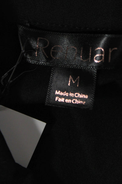 Renuar Womens Collared Black Long Sleeve Button Up Blouse Size M