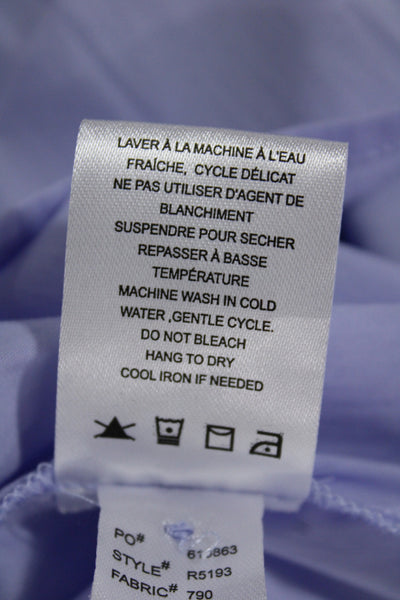Renuar Women Light Blue Collared Button Up Blouse Short Sleeve Size M