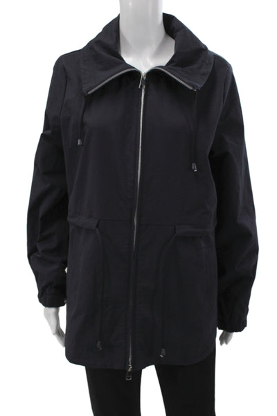 Renuar Women Anorak Windbreaker Black High Neck Long Sleeve Polyester Size M