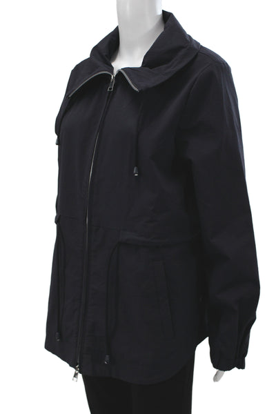 Renuar Women Anorak Windbreaker Black High Neck Long Sleeve Polyester Size M