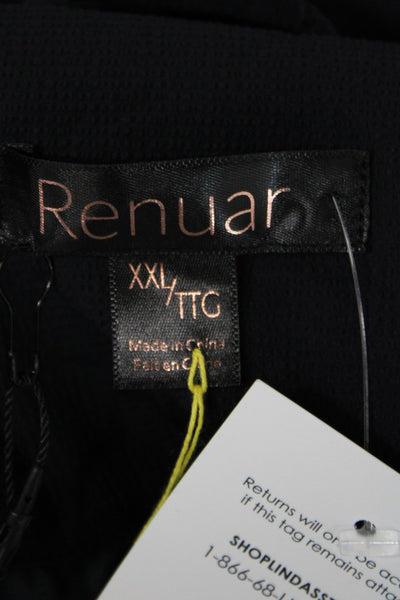 Renuar Women Windbreaker Jacket Black Drawstring Collared Long Sleeve Size 2XL