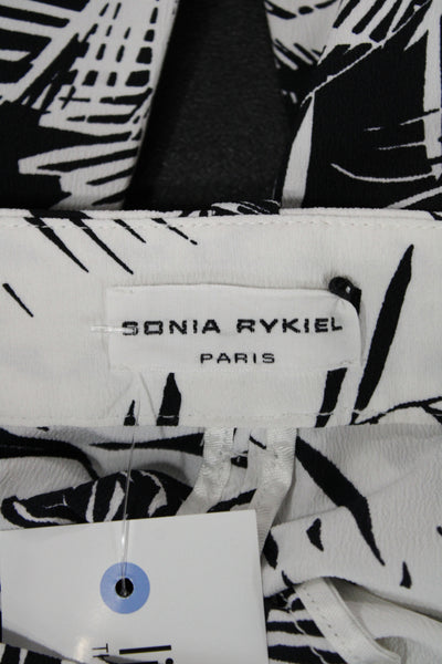 Sonia Rykiel Women Dress Pants Black Graphic Print Hook & Eye Size 44