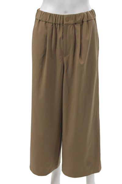 Varley Women Cropped Dress Pants Brown Button Size M