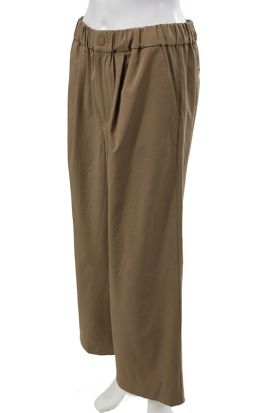 Varley Women Cropped Dress Pants Brown Button Size M