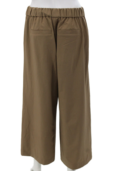 Varley Women Cropped Dress Pants Brown Button Size M