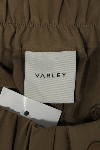 Varley Women Cropped Dress Pants Brown Button Size M