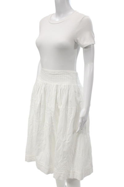 Sea New York Womens A-Line Peasant Skirt White 100% Cotton Knee Length Size XL