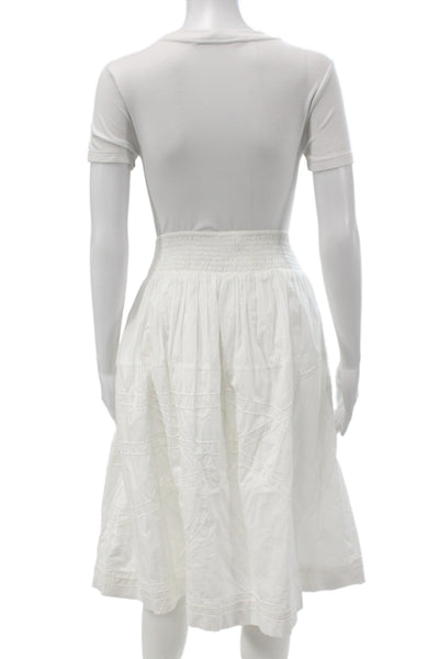 Sea New York Womens A-Line Peasant Skirt White 100% Cotton Knee Length Size XL