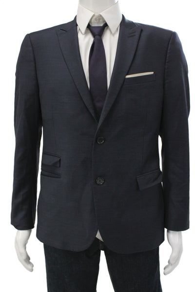 The Kooples Mens Dark Blue 2 Piece Wool Blazer Collared Button Size 48
