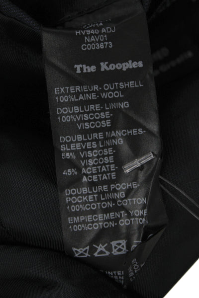 The Kooples Mens Dark Blue 2 Piece Wool Blazer Collared Button Size 48