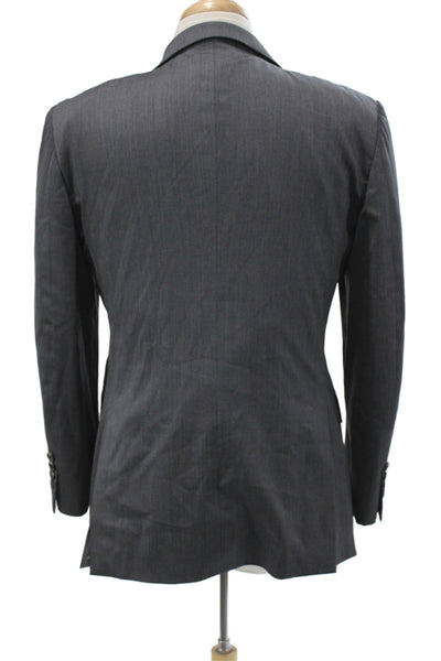 Burberry London Mens Suit Jacket Dark Gray Virgin Wool Blend Collared Size 50