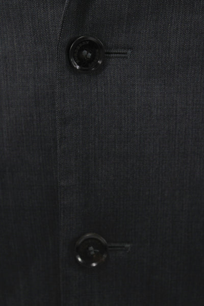Burberry London Mens Suit Jacket Dark Gray Virgin Wool Blend Collared Size 50
