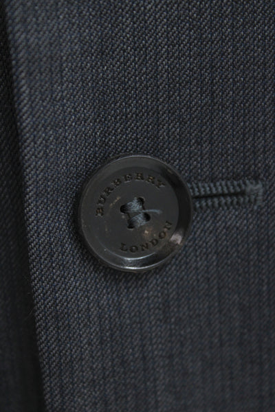 Burberry London Mens Suit Jacket Dark Gray Virgin Wool Blend Collared Size 50