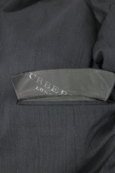 Burberry London Mens Suit Jacket Dark Gray Virgin Wool Blend Collared Size 50
