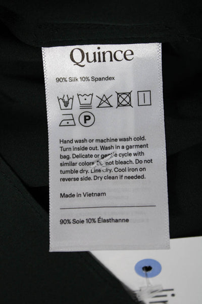 Quince Women Basic Sleeveless Silk Blend Round Neck Blouse Green Size S