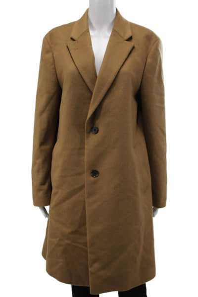 Uniqlo Womens Brown Wool Blend Overcoat Collared Button Long Sleeve Size XS