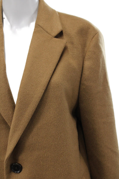 Uniqlo Womens Brown Wool Blend Overcoat Collared Button Long Sleeve Size XS