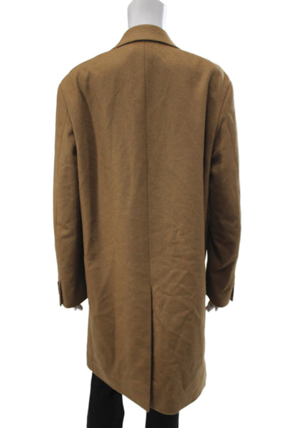 Uniqlo Womens Brown Wool Blend Overcoat Collared Button Long Sleeve Size XS