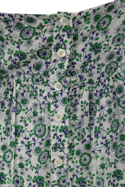 Xirena Womens Slip Dress White Floral V Neck Cotton Button Knee Length Size M