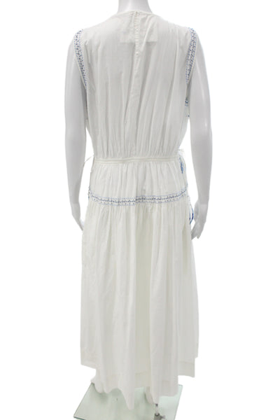 Zara Womens Maxi Sundress White Geometric Cotton Sleeveless Size L