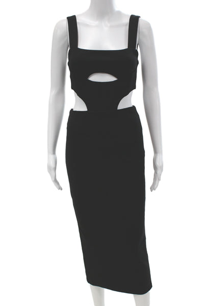Atoir Womens Bodycon Pencil Dress Black Square Neck Sleeveless Cotton Size 2