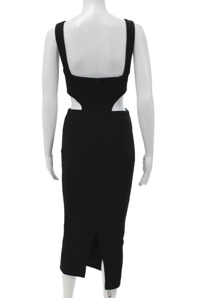Atoir Womens Bodycon Pencil Dress Black Square Neck Sleeveless Cotton Size 2