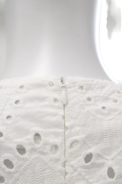 Classic Six Women Shift Dress White Crew Neck Long Sleeve Knee Length Size 10