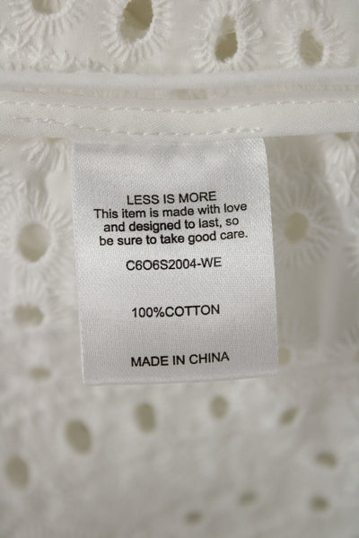 Classic Six Women Shift Dress White Crew Neck Long Sleeve Knee Length Size 10