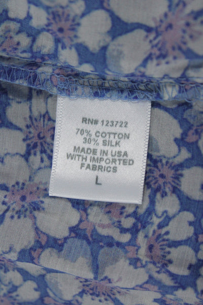 Xirena Womens Peasant Maxi Skirt Blue Floral Viscose Rayon Midi Size L