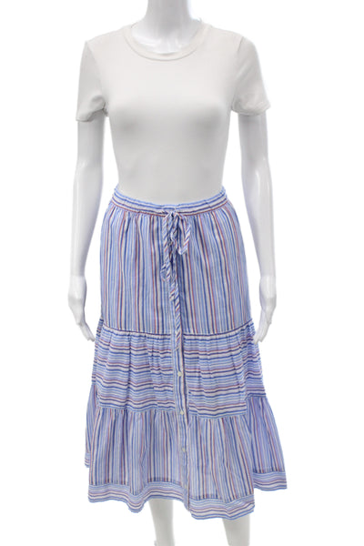 Xirena Womens Peasant Striped Cotton Midi Skirt Size L