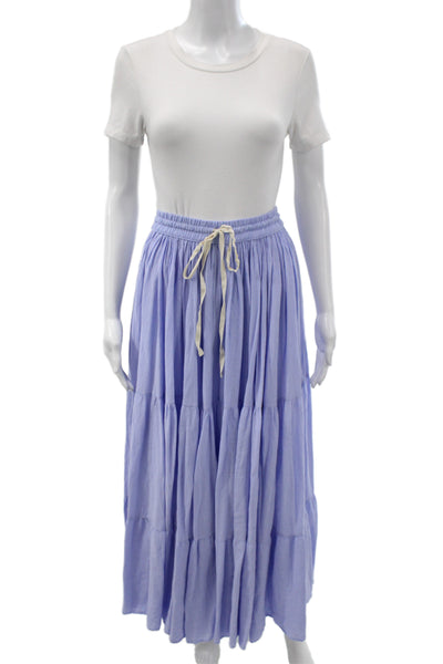 9seed Women Peasant Maxi Skirt Light Blue 100% Cotton Long Petites Size S