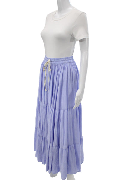 9seed Women Peasant Maxi Skirt Light Blue 100% Cotton Long Petites Size S