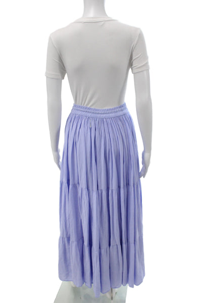 9seed Women Peasant Maxi Skirt Light Blue 100% Cotton Long Petites Size S