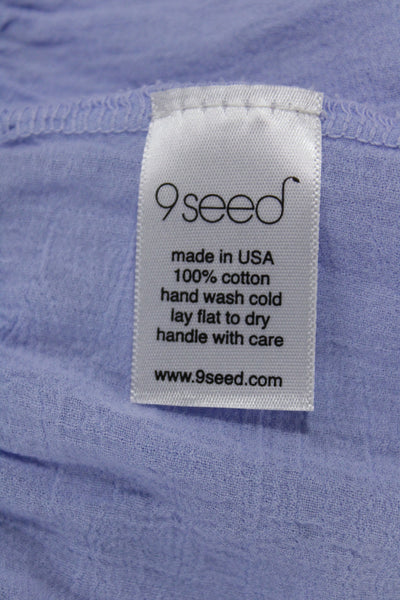 9seed Women Peasant Maxi Skirt Light Blue 100% Cotton Long Petites Size S