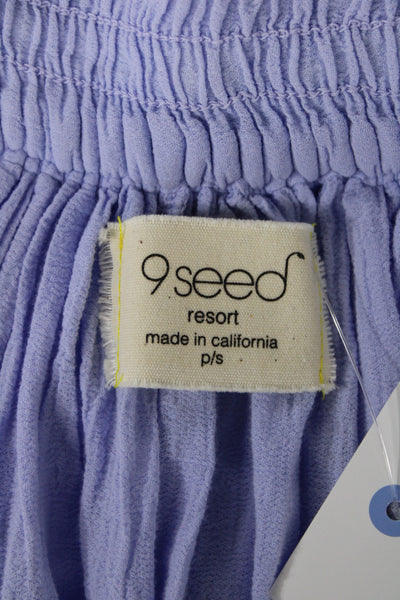 9seed Women Peasant Maxi Skirt Light Blue 100% Cotton Long Petites Size S