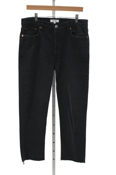 Re/Done Unisex Black Cropped Straight High Rise Jeans Size 31