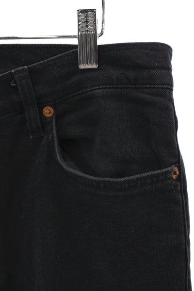 Re/Done Unisex Black Cropped Straight High Rise Jeans Size 31