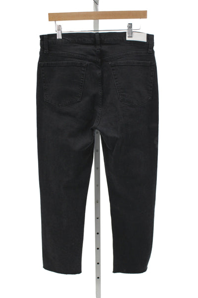 Re/Done Unisex Black Cropped Straight High Rise Jeans Size 31